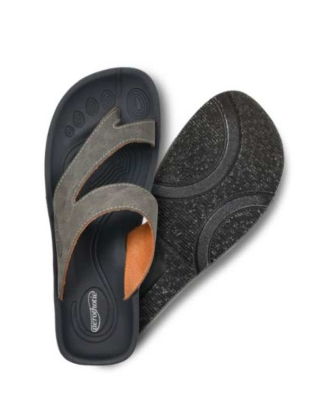 Womens Aerothotic Gray Dual-Strap Slide Sandals size 6